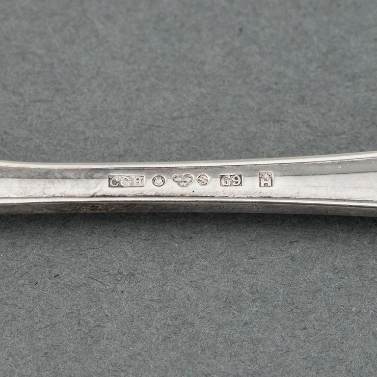 FISKBESTICK, CG Hallberg, silver, 12 delar.