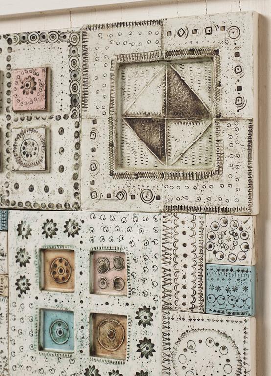 Rut Bryk, a stoneware wall relief, Arabia, Finland 1960s.