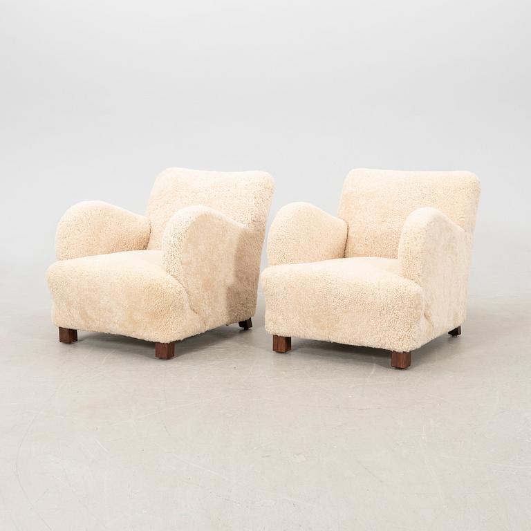 Armchairs a pair, Scandinavian modern 1940s.