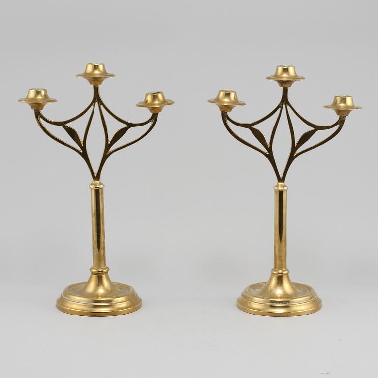 KANDELABRAR, ett par, jugend-stil, 1900-tal.