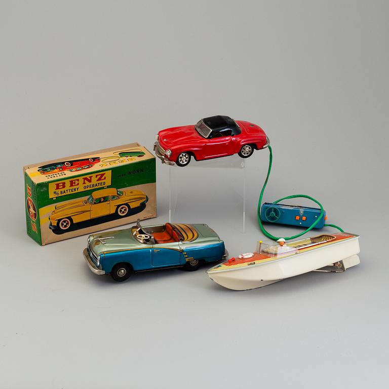 THREE TIN PLATE TOYS, mid 20th century.