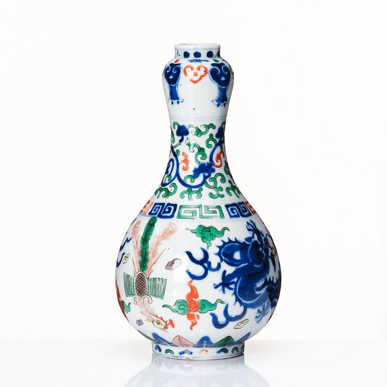 A doucai vase, late Qing dynasty with a Jiajing mark.