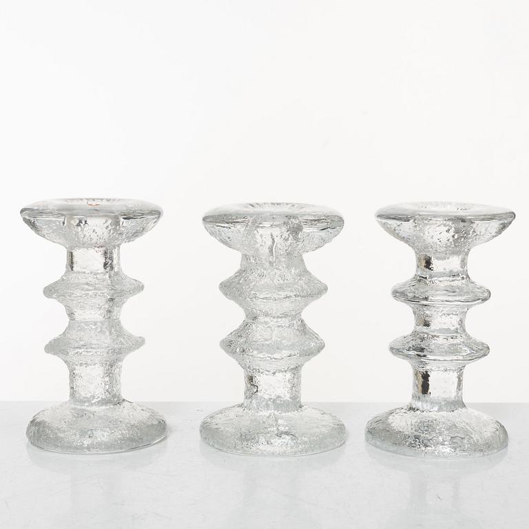 Timo Sarpaneva, a set of ten 'Festivo' glass candlesticks, Iittala, Finland.