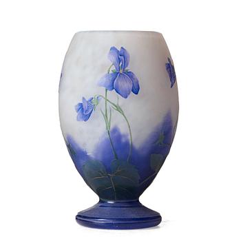 31. DAUM, an Art Nouveau cameo and enamel painted glass vase, Nancy France.