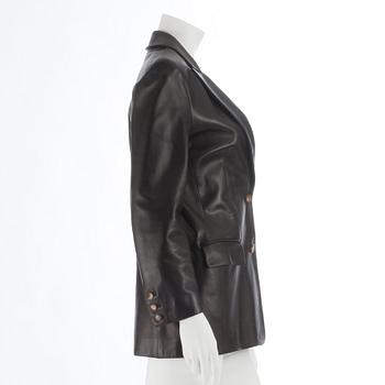 CÉLINE, a dark brown leather jacket.Size 42.