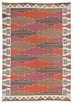 CARPET. "Bruna heden". Flat weave. 301 x 205 cm. Signed AB MMF.