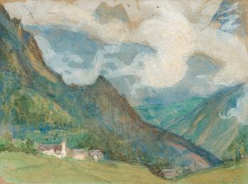 412. Richard Bergh, "Landskap från Tyrolen" (Landscape from the Alps).