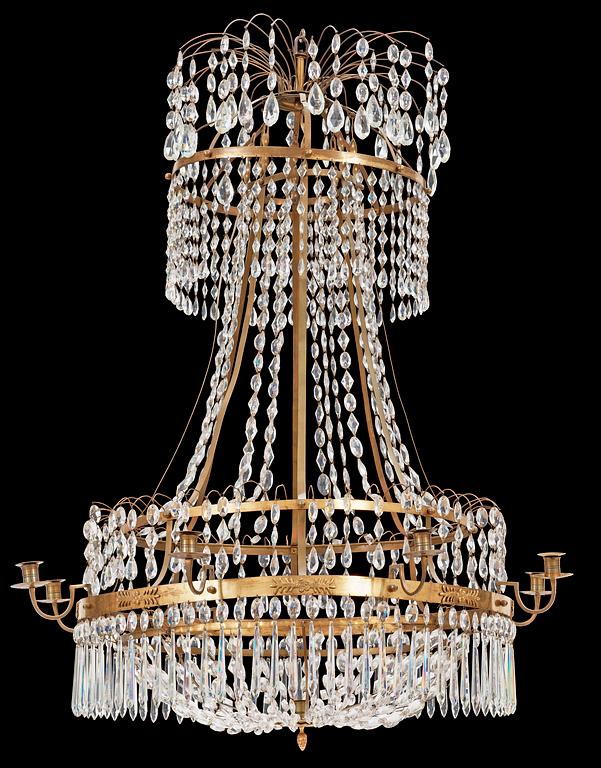 A late Gustavian circa 1800 nine-light chandelier.