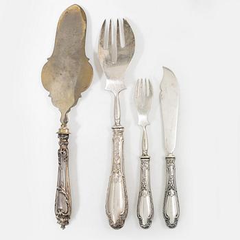 Fiskbestick samt fiskserveringsbestick, 23 delar, silver, Lemor, Tyskland, tidigt 1900-tal.