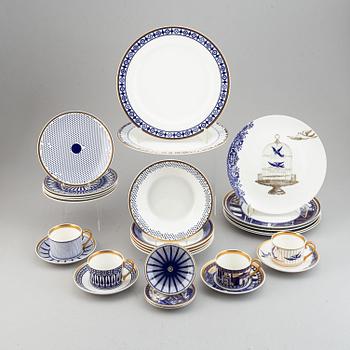 A 24 pcs bone china service from Flux Stoke on Trent, different motives and designers, designed in 2012. England.