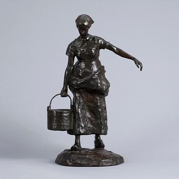 RUTH MILLES, skulptur, patinerad brons, signerad o daterad 1906.