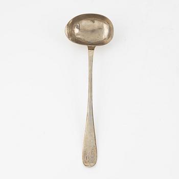 A Swedish 18th century silver soup ladle, mark of Anna Dorothea Grahl, Alingsås 1780.