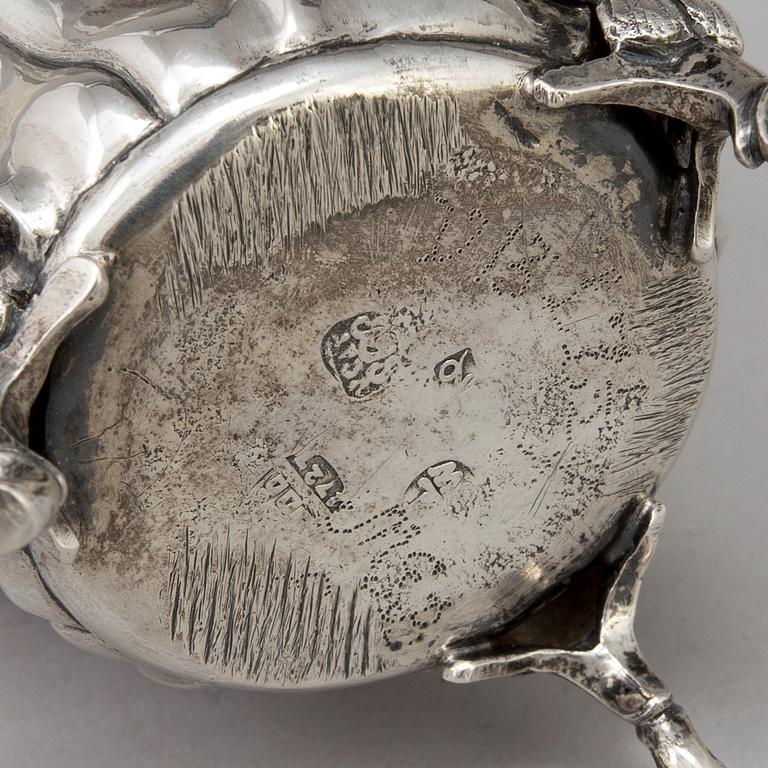 A Danish 18th century silver tea-caddy, marked Philip Lorenz Weghorst possibly, Copenhagen 1727.