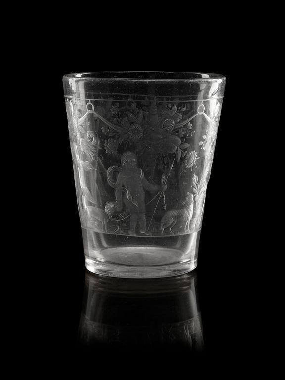 A German engraved beaker, 18th Century.