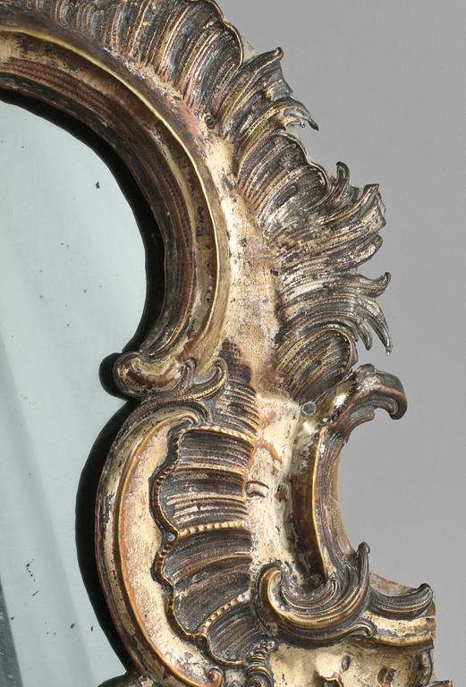 SPEGEL, försilvrad plåt, rokoko, 1700-tal.