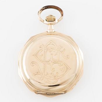 Pocket watch, 14K gold, hunter 53.5 mm.