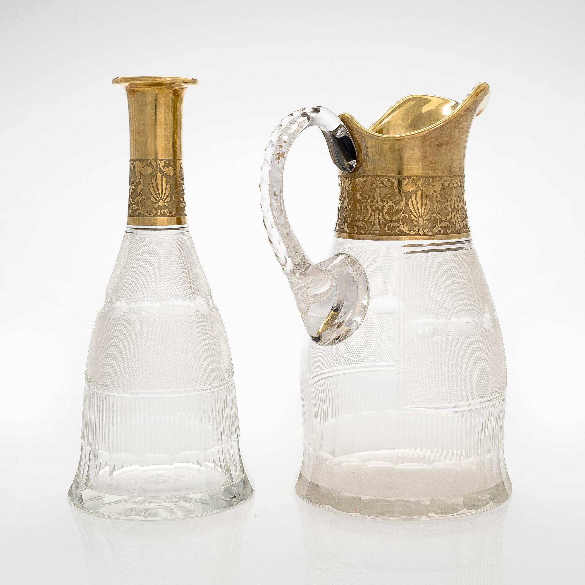 A set of three glass service parts, Moser, Czech Republic.