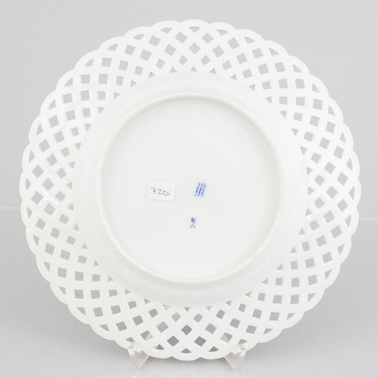 A 'Blue Fluted Full Lace' porcelain dish, Royal Copenhagen, 19th century.