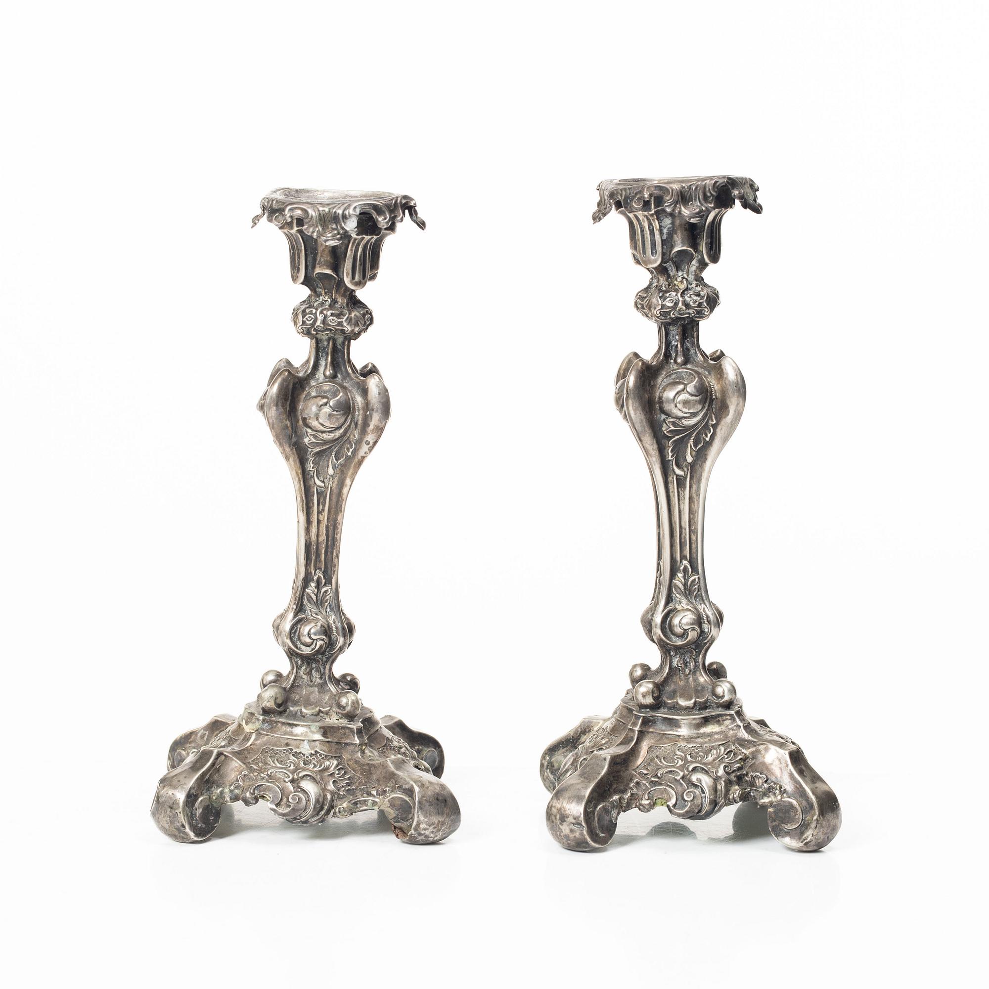 Jacob Engelbert Sundberg, ljusstakar, ett par, silver, Sundsvall 1852.