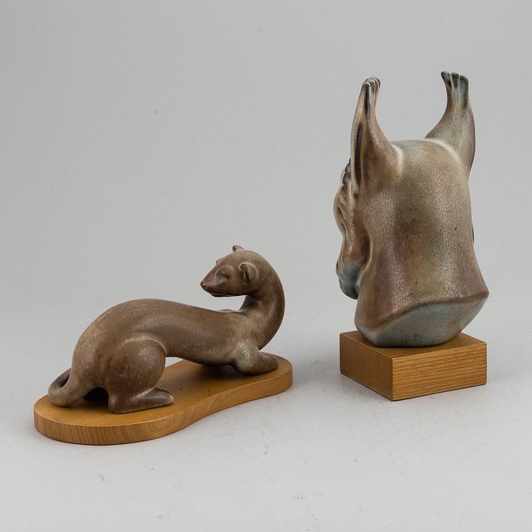 Two Gunnar Nylund stoneware figurines, Rörstrand, Sweden, mid 20th Century.