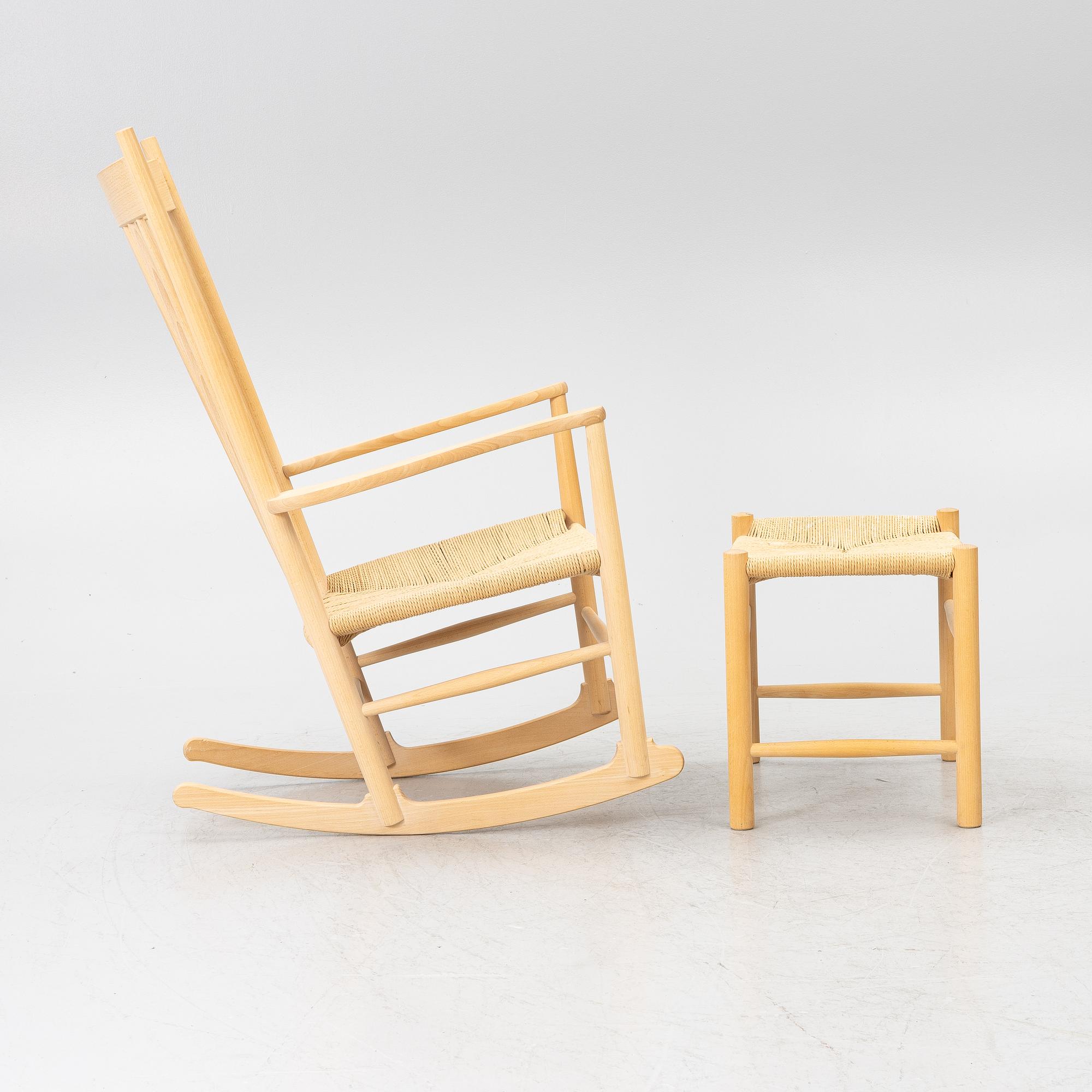 Hans J. Wegner, Rocking chair, “J 16”, with footstool, Denmark.