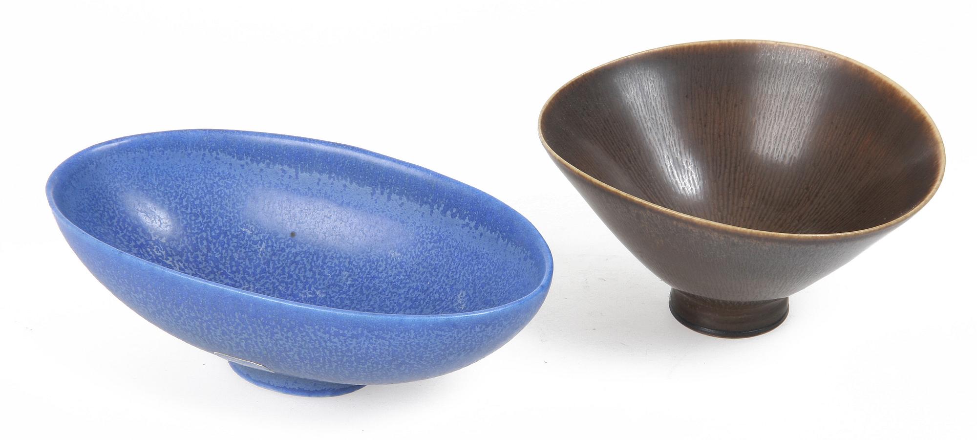 SKÅLAR, 2 st, stengods, Bernt Friberg, Gustavsberg resp Gustavsberg Hytta.