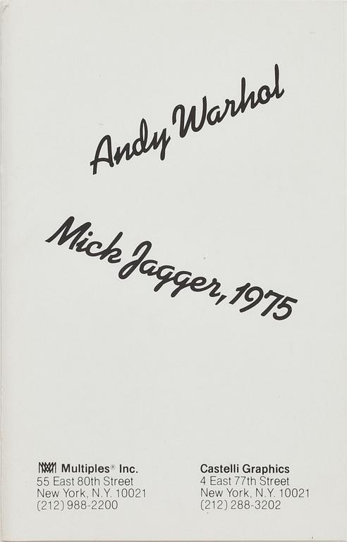 ANDY WARHOL, efter, 10 st, färgoffsettryck,"Mick Jagger" Castelli Graphics, 1975.