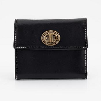 Marc Jacobs, black leather and gold hardware wallet.