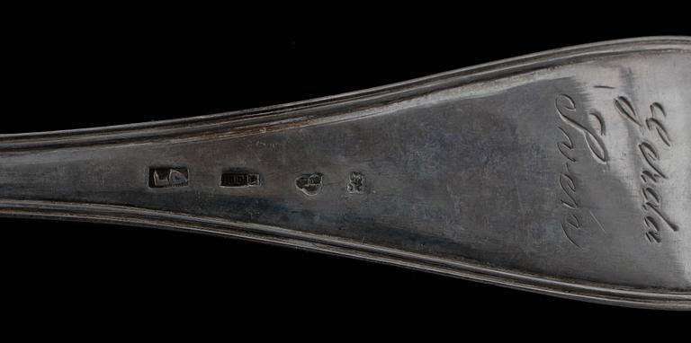 PARTI SILVERBESTICK, 5 delar, bl a C.J Häggström, Visby 1879. Tot vikt 425 g.