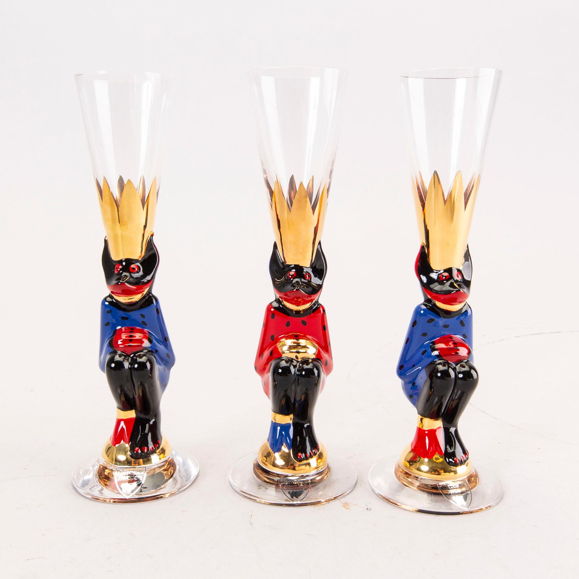 A set of six Gunnar Cyrén snaps glasses from Nobelservisen Orrerfors later part of the 20th century.