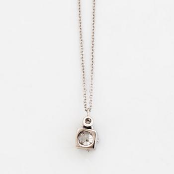 Princess and brilliant cut diamond necklace.