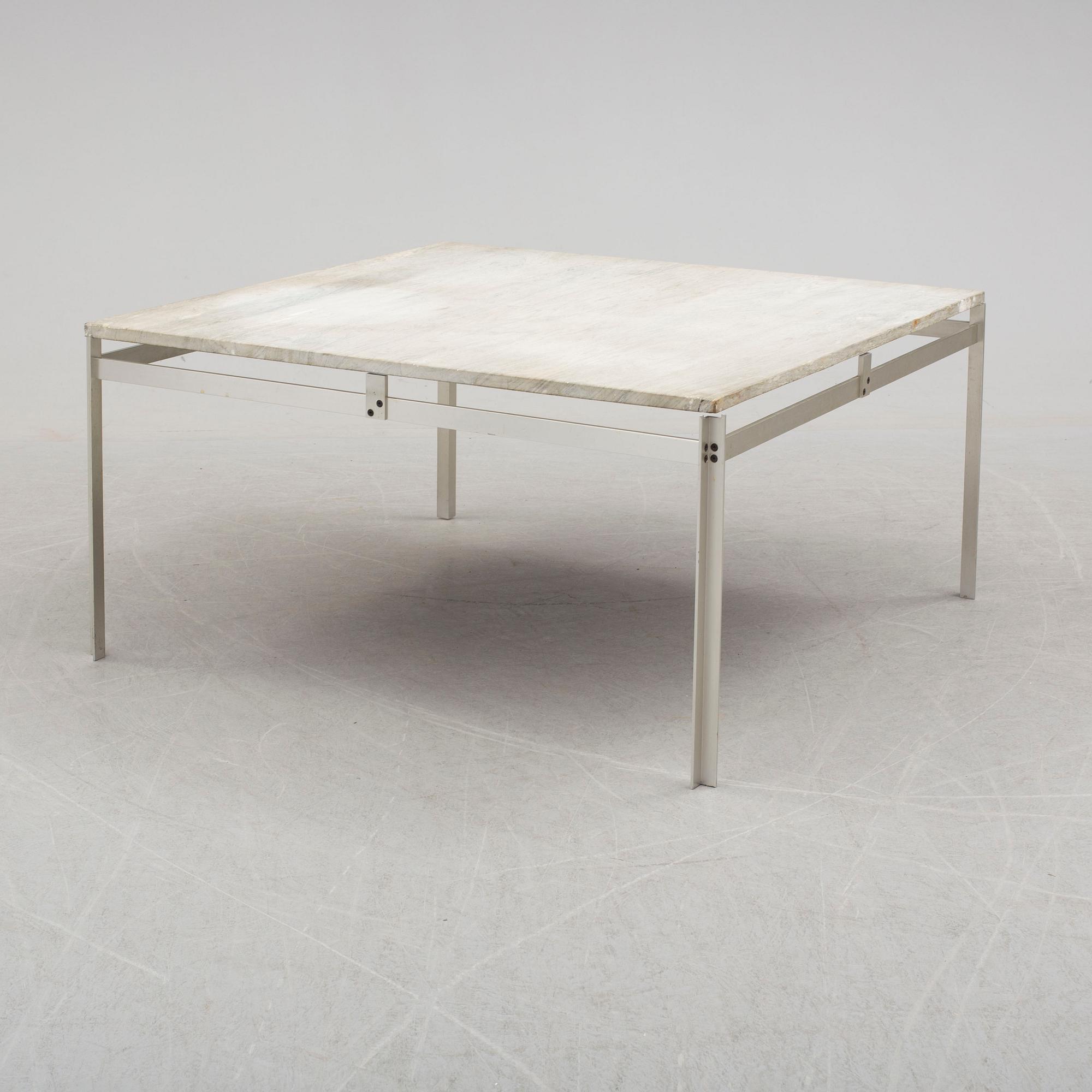 A metal coffee table with marble top, 1970s.
