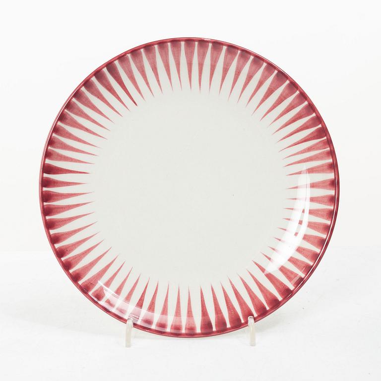 Eugen Trost, Five 'Red Zebra' cream-ware side plates. Uppsala-Ekeby Gefle.