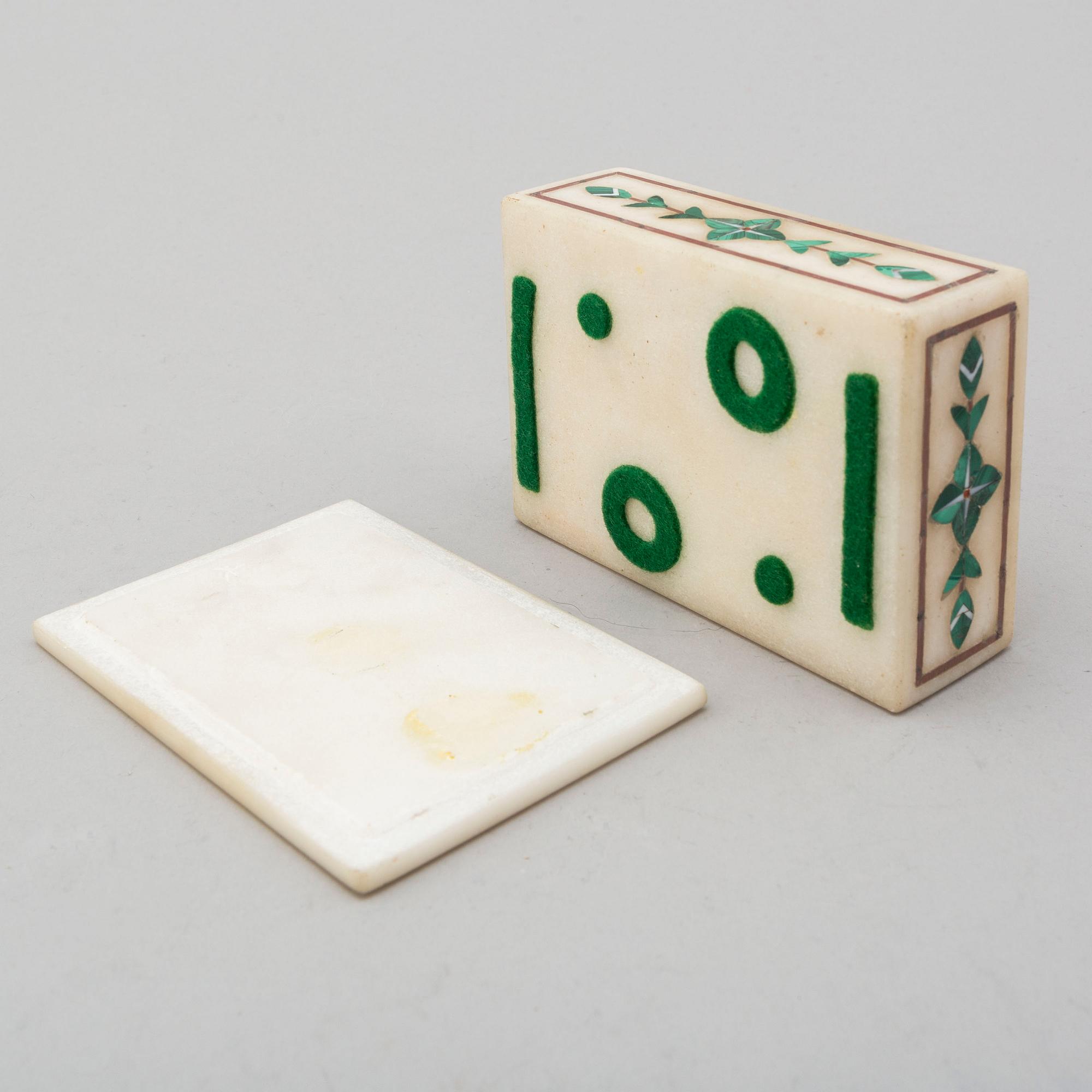 A 20th century malachite and marble box.