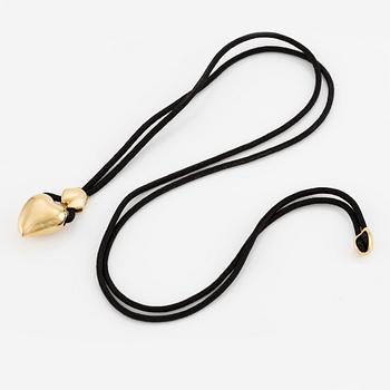 Georg Jensen, necklace, with heart, 18K gold, with cord.