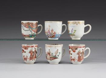 A set of six 'European Subject' cups, Qing dynasty, Qianlong (1736-95).