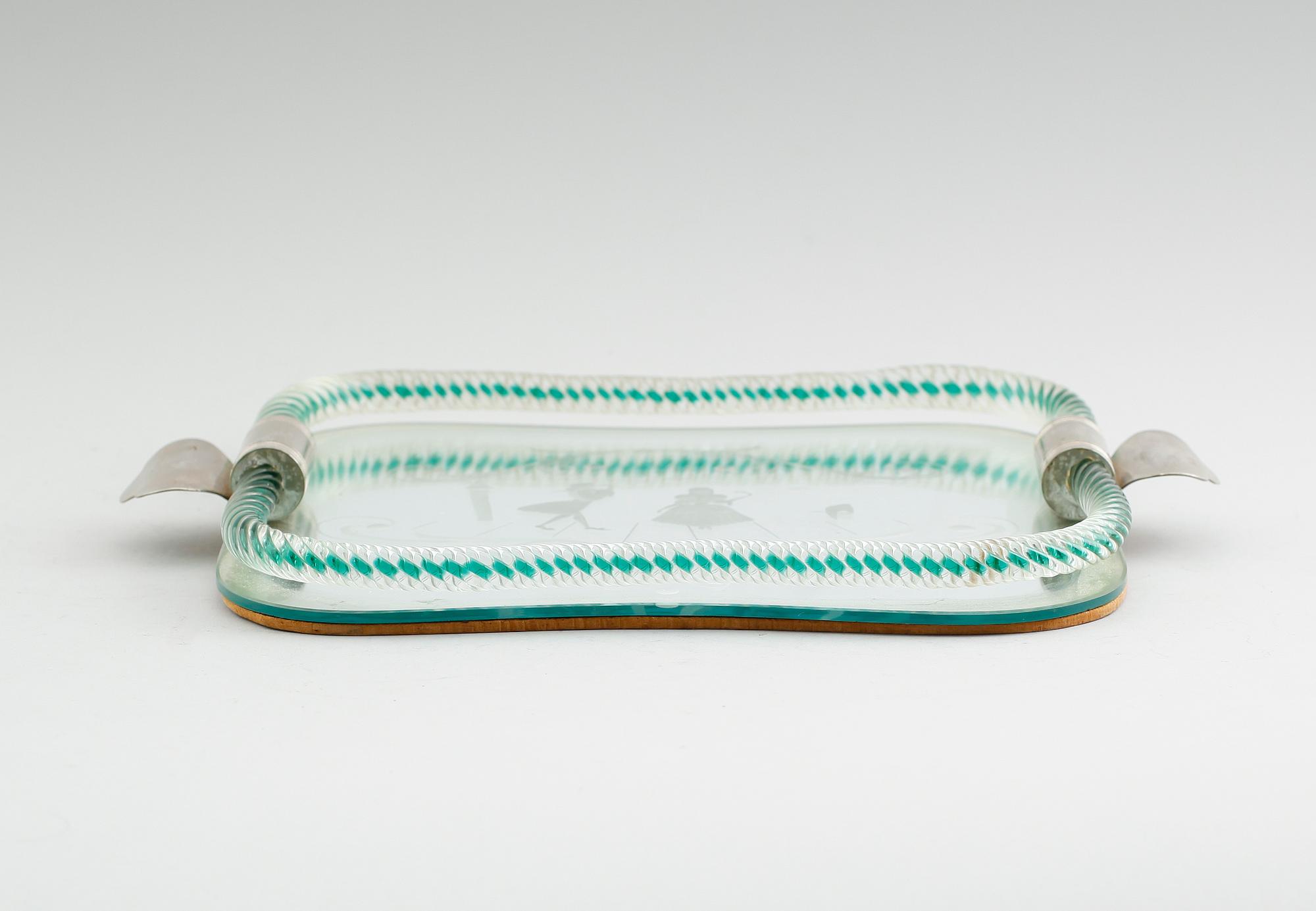 BRICKA, glas, venetiansk stil, 1900-talets mitt.