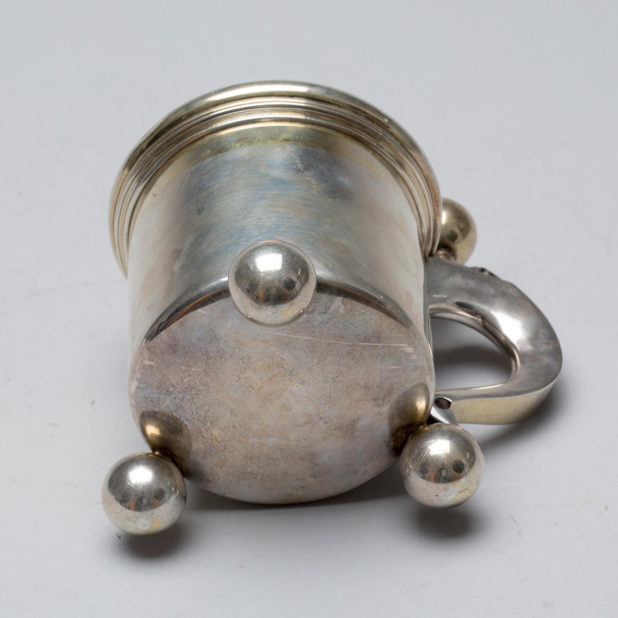 DRYCKESBÄGARE, silver, K. Anderson, Stockholm 1948. Vikt c:a 400 g.