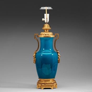 491. A turquoise glazed bronze mounted porcelain vase, Qing dynasty, 19th century.