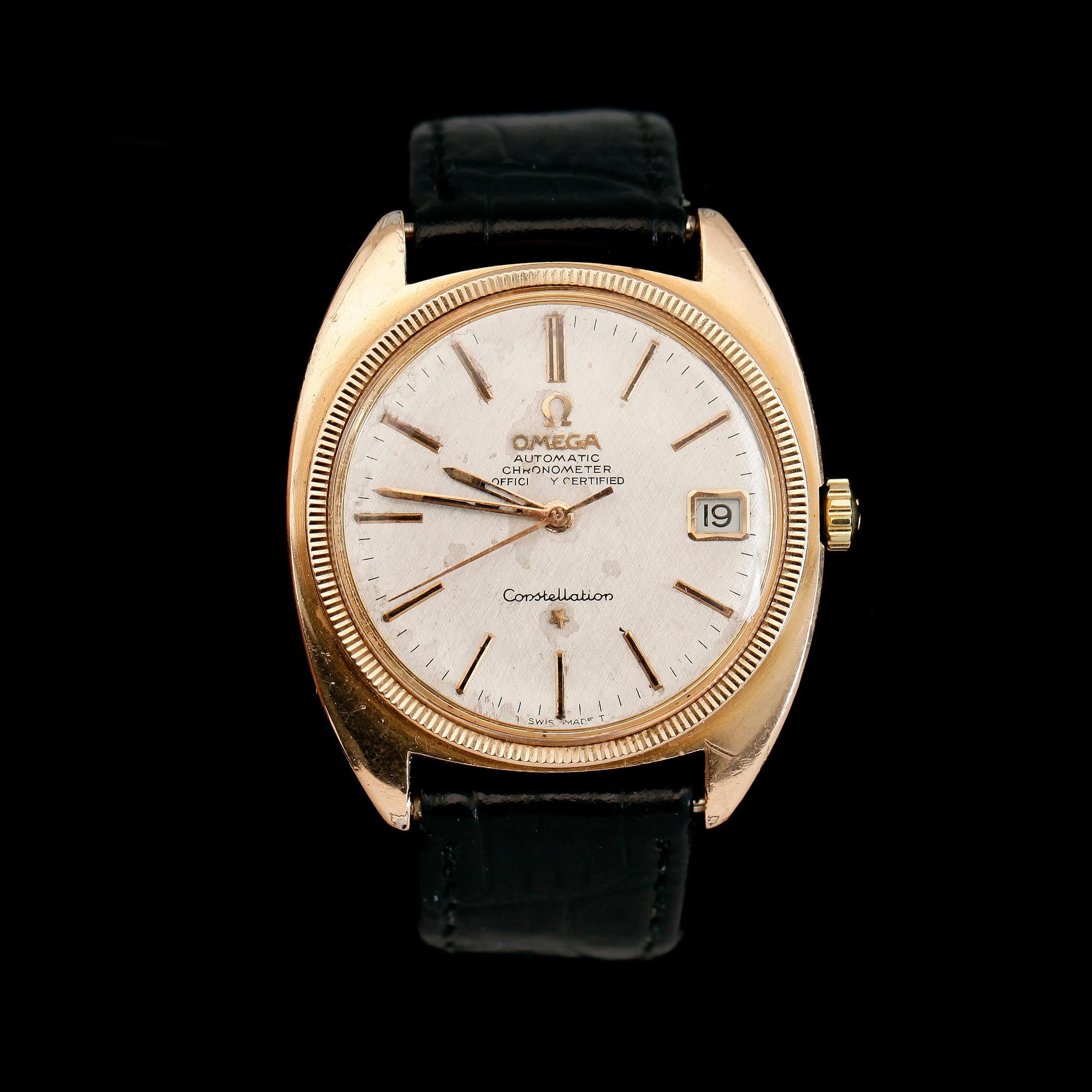 ARMBANDSUR, guld på stål, Omega Constellation.