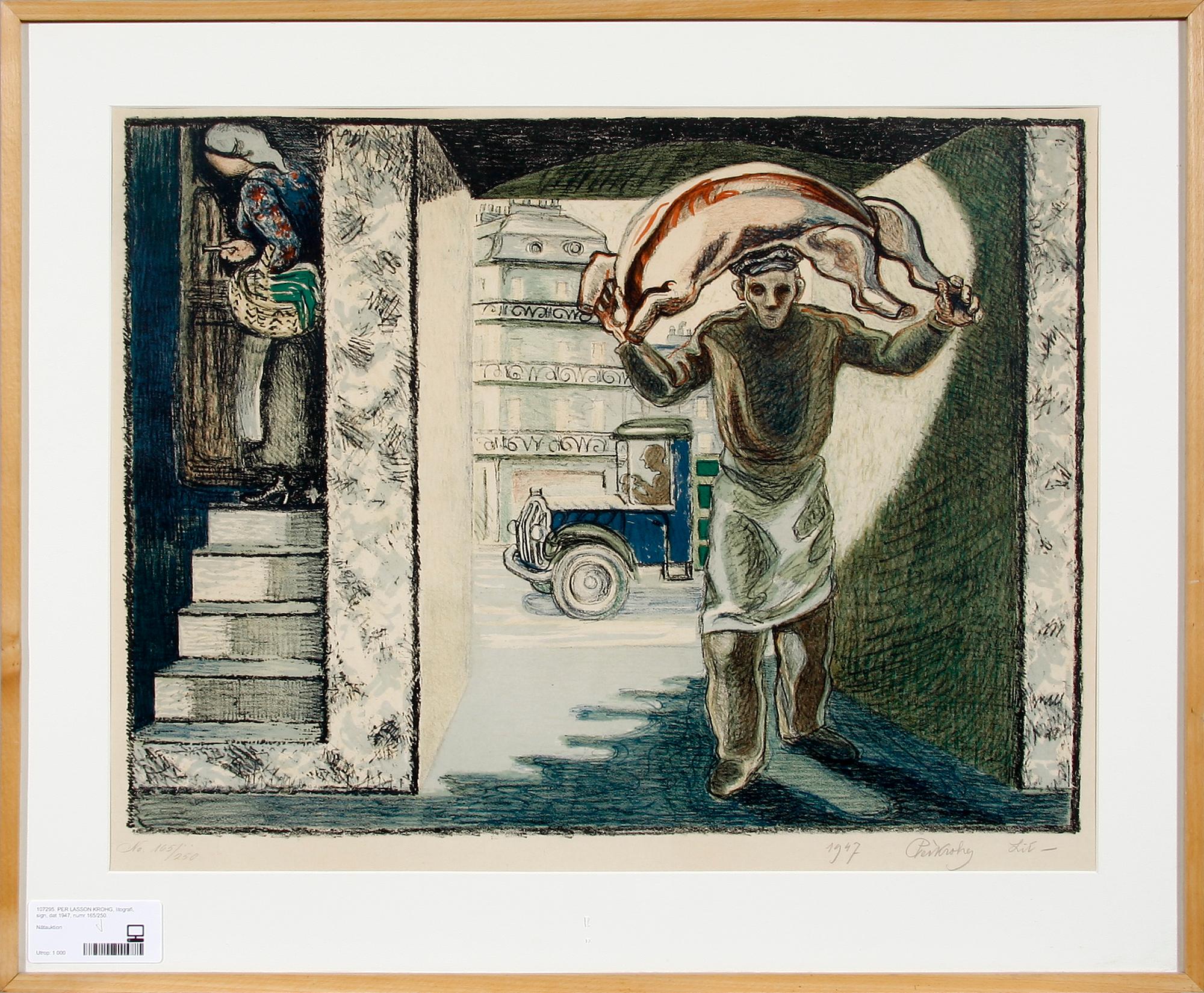 PER LASSON KROHG, litografi, sign, dat 1947, numr 165/250.