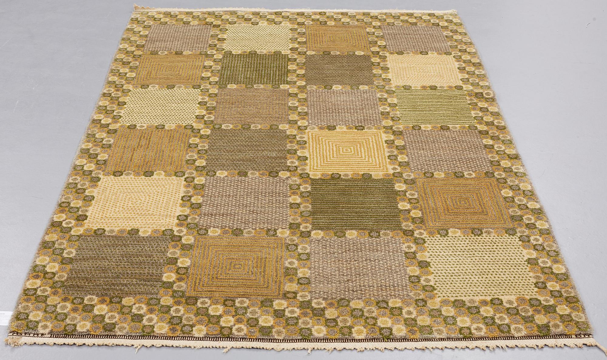 Barbro Nilsson, A CARPET, "Gråingen" probably, knotted pile, ca 223 x 144,5 cm, signed AB MMF BN.