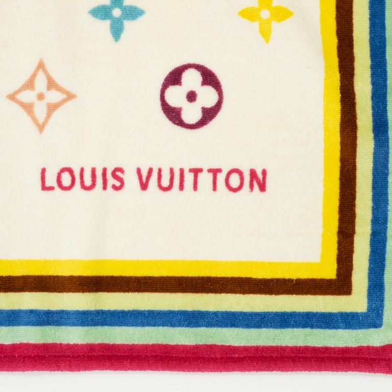 Louis Vuitton, A limited edition special order multicolor monogram beach towel with leather harness.