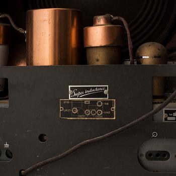 PHILIPS, rörradio "Super inductance" samt 2st högtalare, 1930-tal.