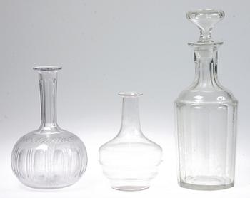 KARAFFER, 3 st, glas, 1800/1900-tal.