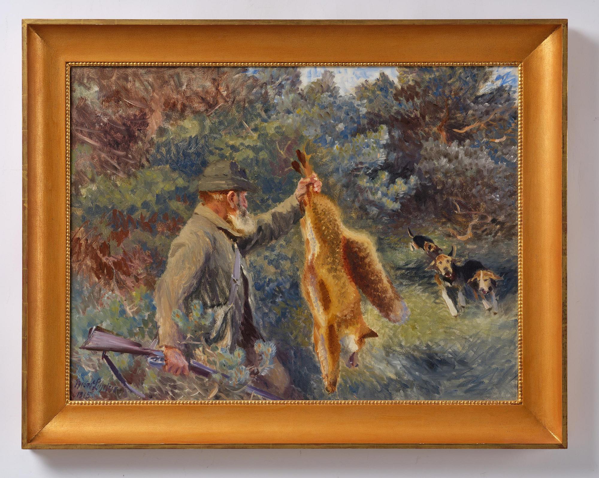 Bruno Liljefors, Hunter with shot fox.