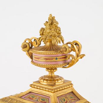 A Louis XVI style mantle clock, late 19th century.