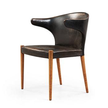 183. Jacob Kjaer, A Jacob Kjaer mahogany and black leather 'B 47' armchair, Denmark 1954.