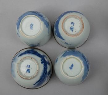 TEKOPPAR, 4+2 porslin, Kina 1900-tal.