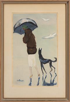 Kees van Dongen, "Woman with a dog on the beach".